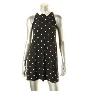 NWT black and white polka dot dress with collar